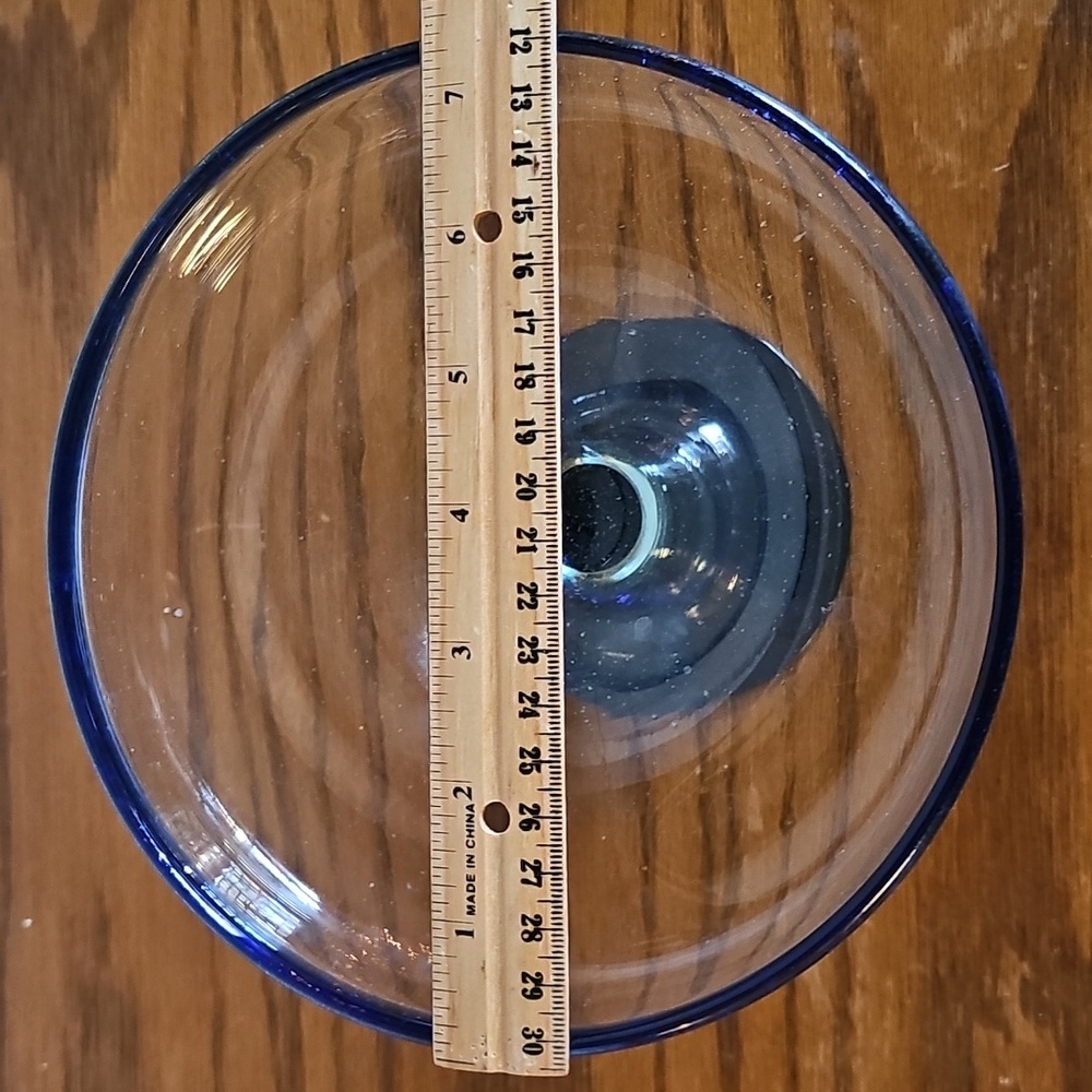Oversized Hand Blown Margarita Glass/Bowl Cobalt Blue Rim Mexican Barware - Picture 3 of 3